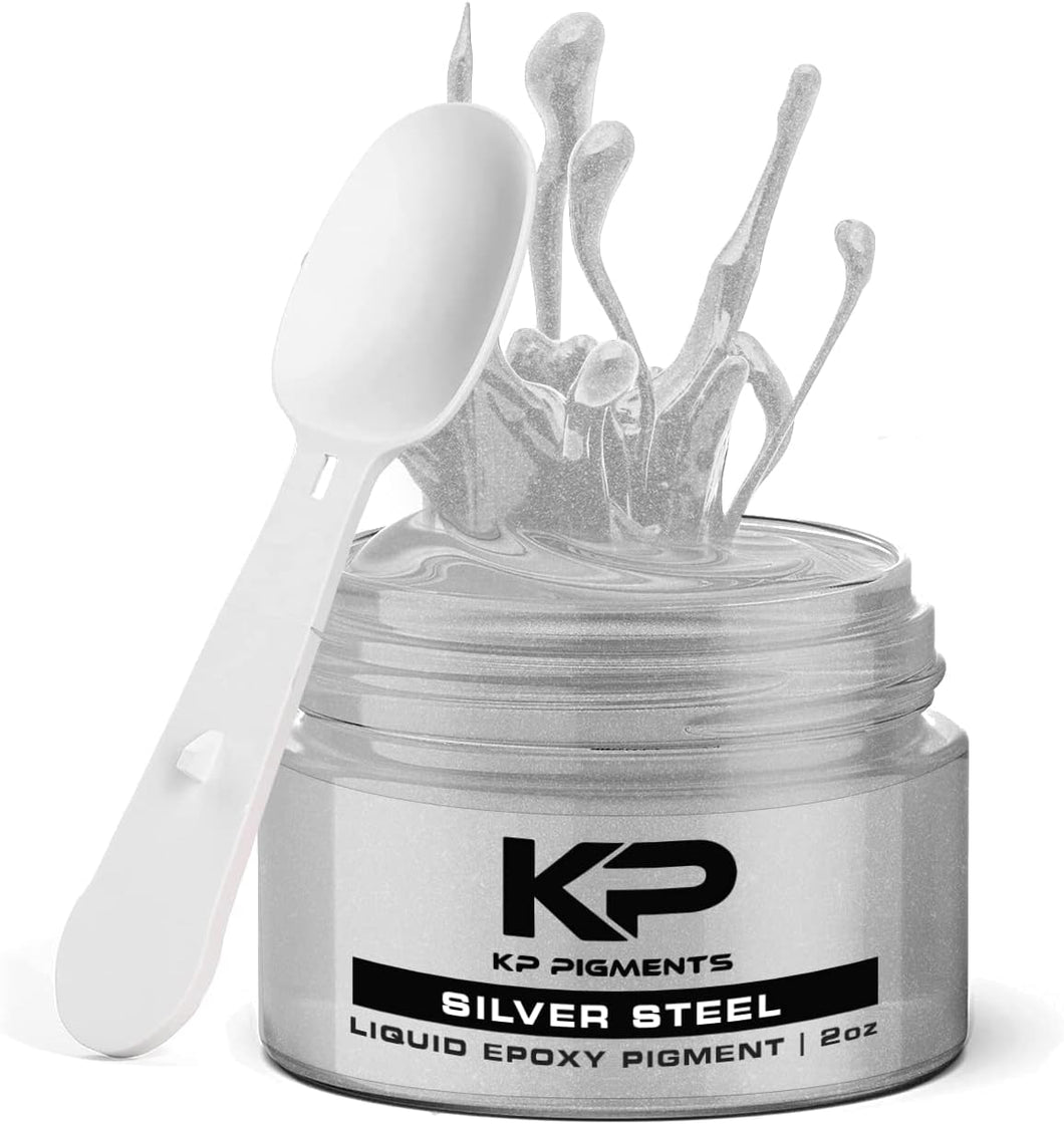 Silver Steel - Epoxy Pigment Paste for Epoxy Resin, Tint/Pigment Paste with Spoon for Arts and Crafts, Jewelry, Resin Woodworking and More!